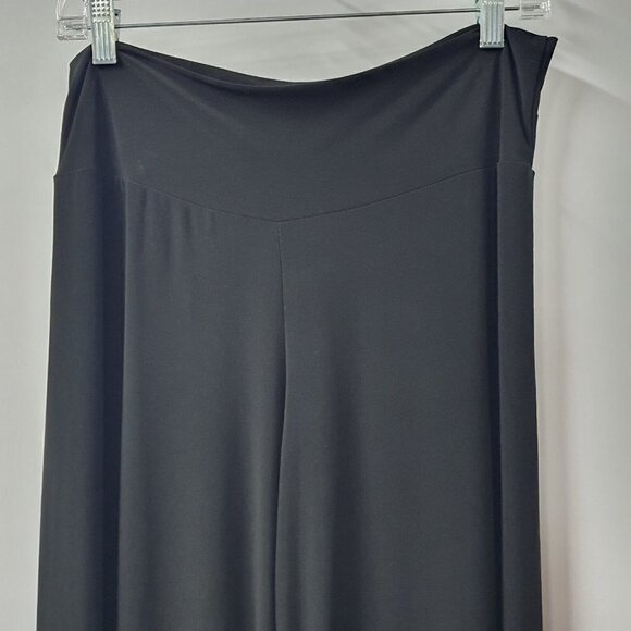 Clara Sun Woo Solid Black Palazzo Pants Wide Leg High Rise Pull On Stretch XL - Picture 9 of 10